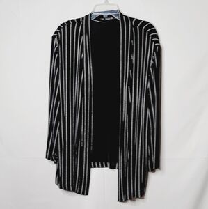 Vicki Vi open pin striped cardigan festive winter warm fancy sz Lg